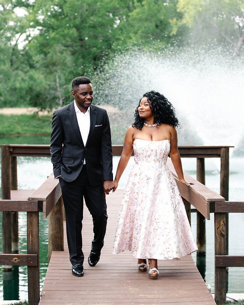 Marie-Louise and Cedric walking hand in hand
